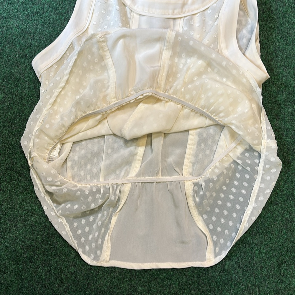 Daniel Rainn Silk Lined Peplum Blouse, Medium, NWOT, Cream Ecru Sheer Elegant - Picture 13 of 14